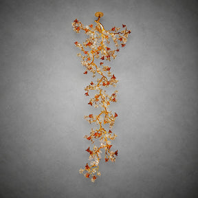Brass Maple Branch Glass Chandelier