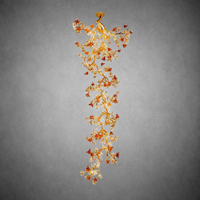 Brass Maple Branch Glass Chandelier