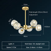Brass Sputnik Chandelier With K9 Crystals Modern Ceiling Light Fixture