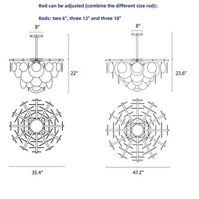 Briony Glass Round Pendant Chandelier 35'' 47''