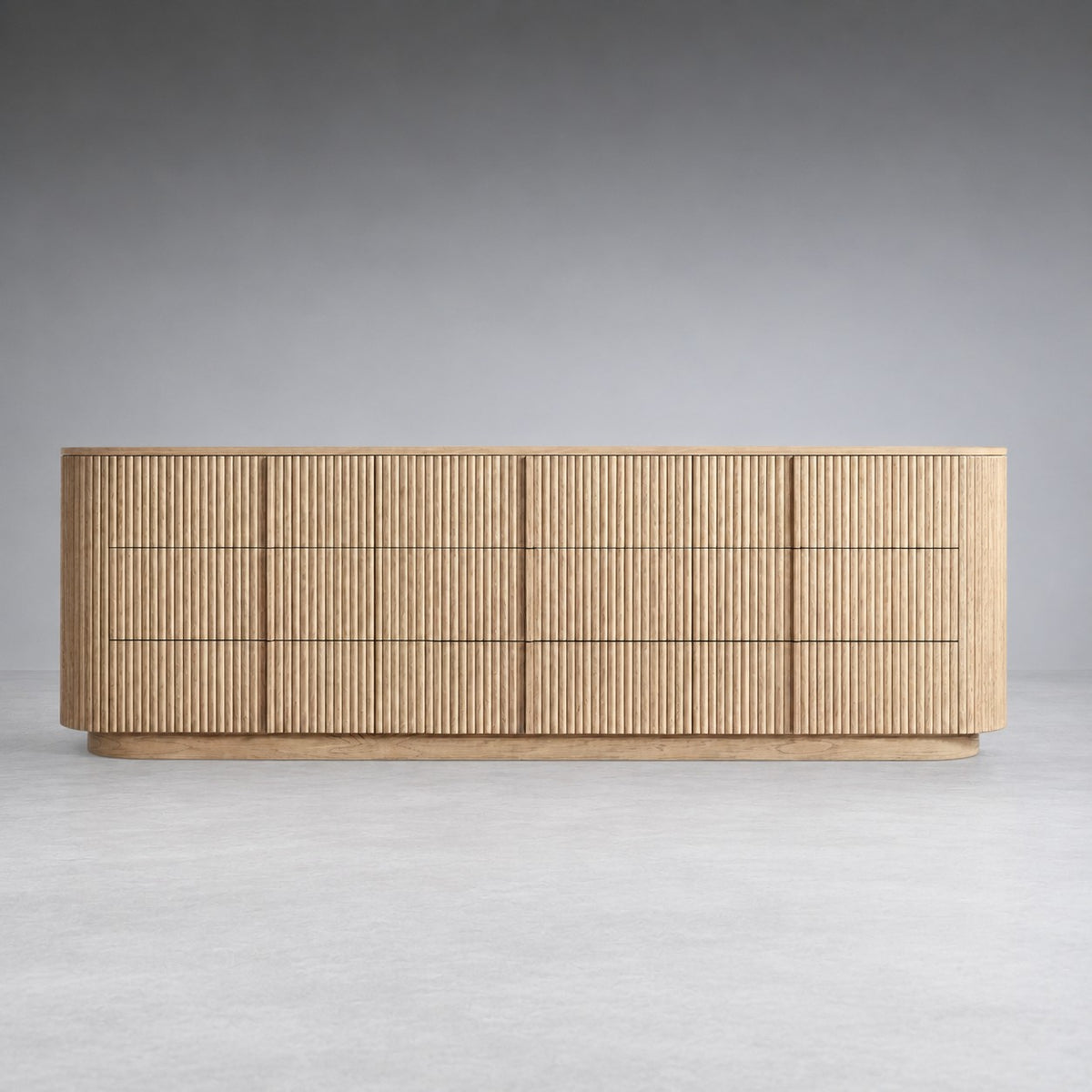 Reeded Oak Dresser with Curved Contours