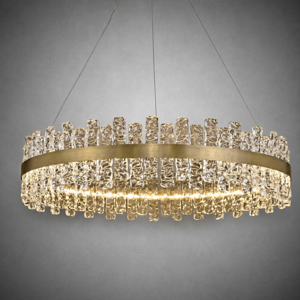 Brushed Gold Glass Fringe Modern Chandelier