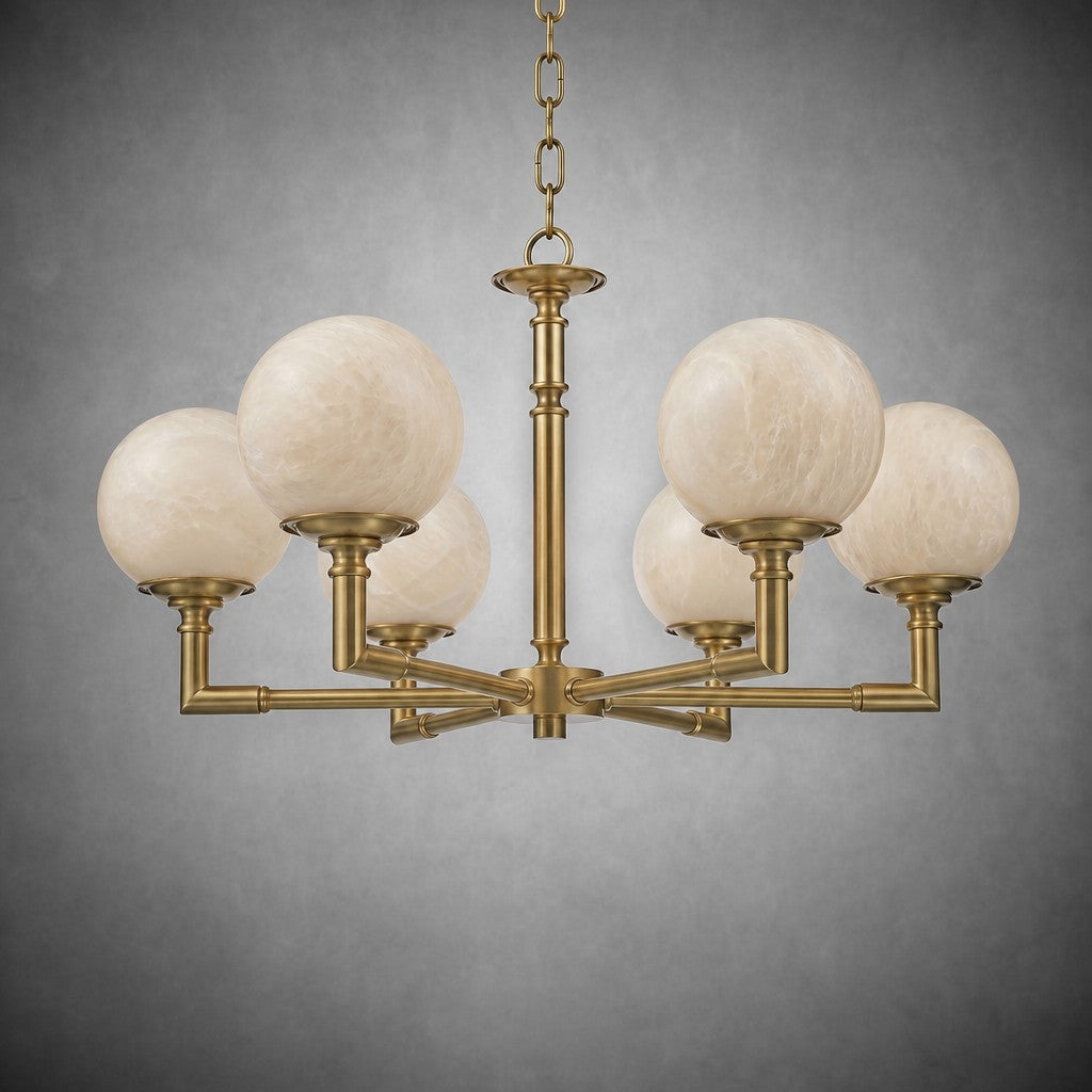 Brass Orb Classic Alabaster Pendant Light