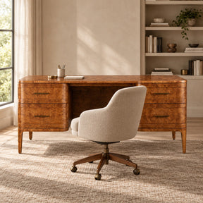Mappa Burl Wood Curved Workspace Table
