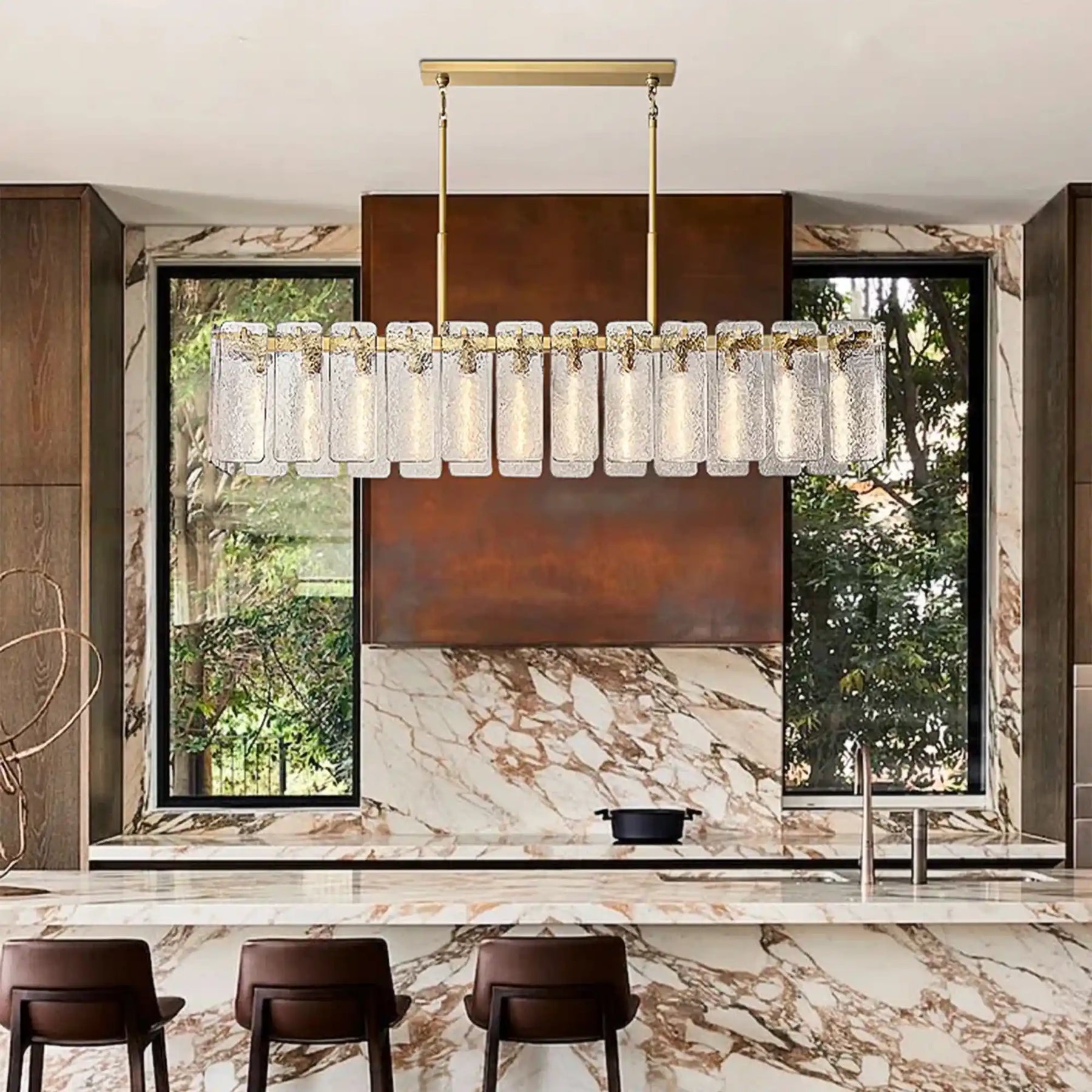 Calamette Glass Rectangular Chandelier 60" 72"