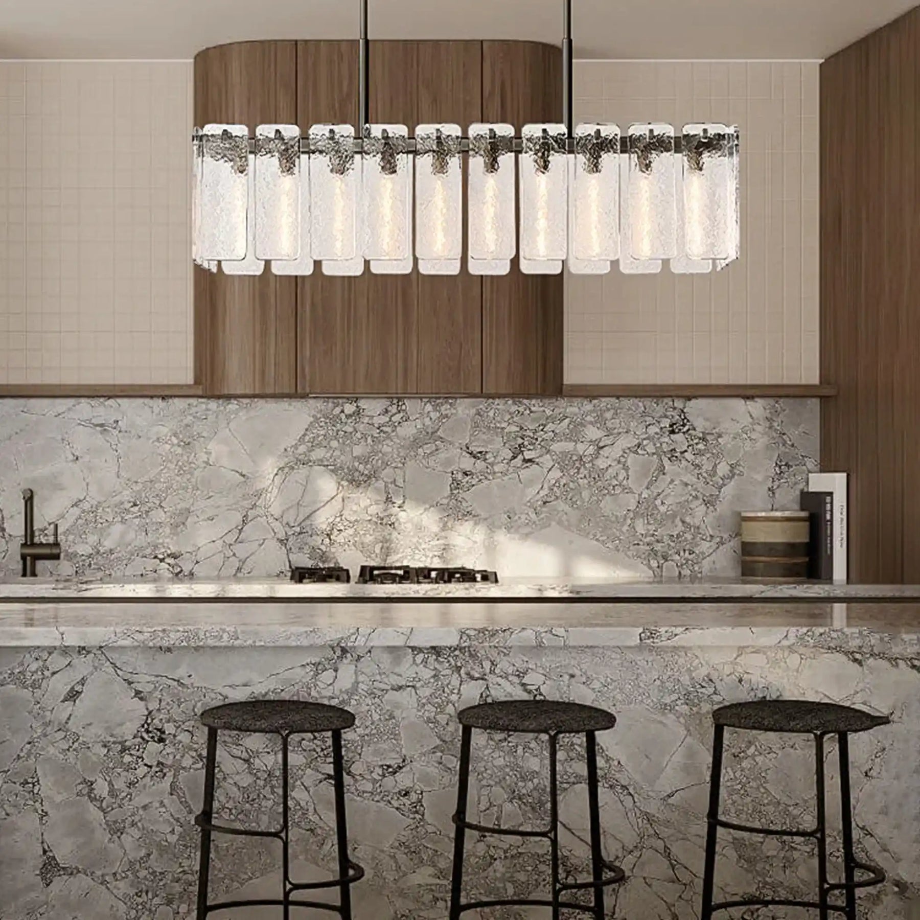 Calamette Glass Rectangular Chandelier 60" 72"