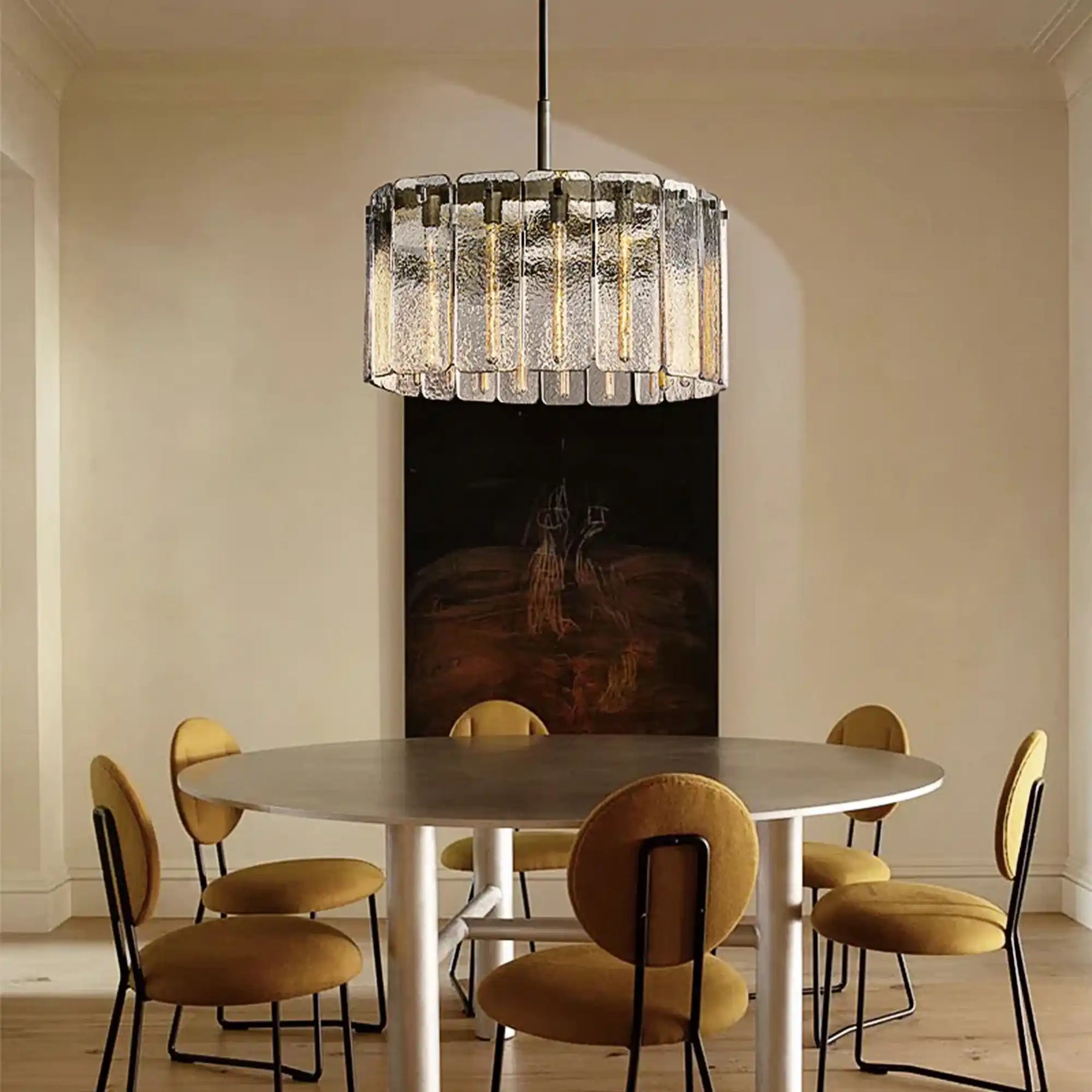 Calamette Glass Round Chandelierfor Dining Room & Living Room