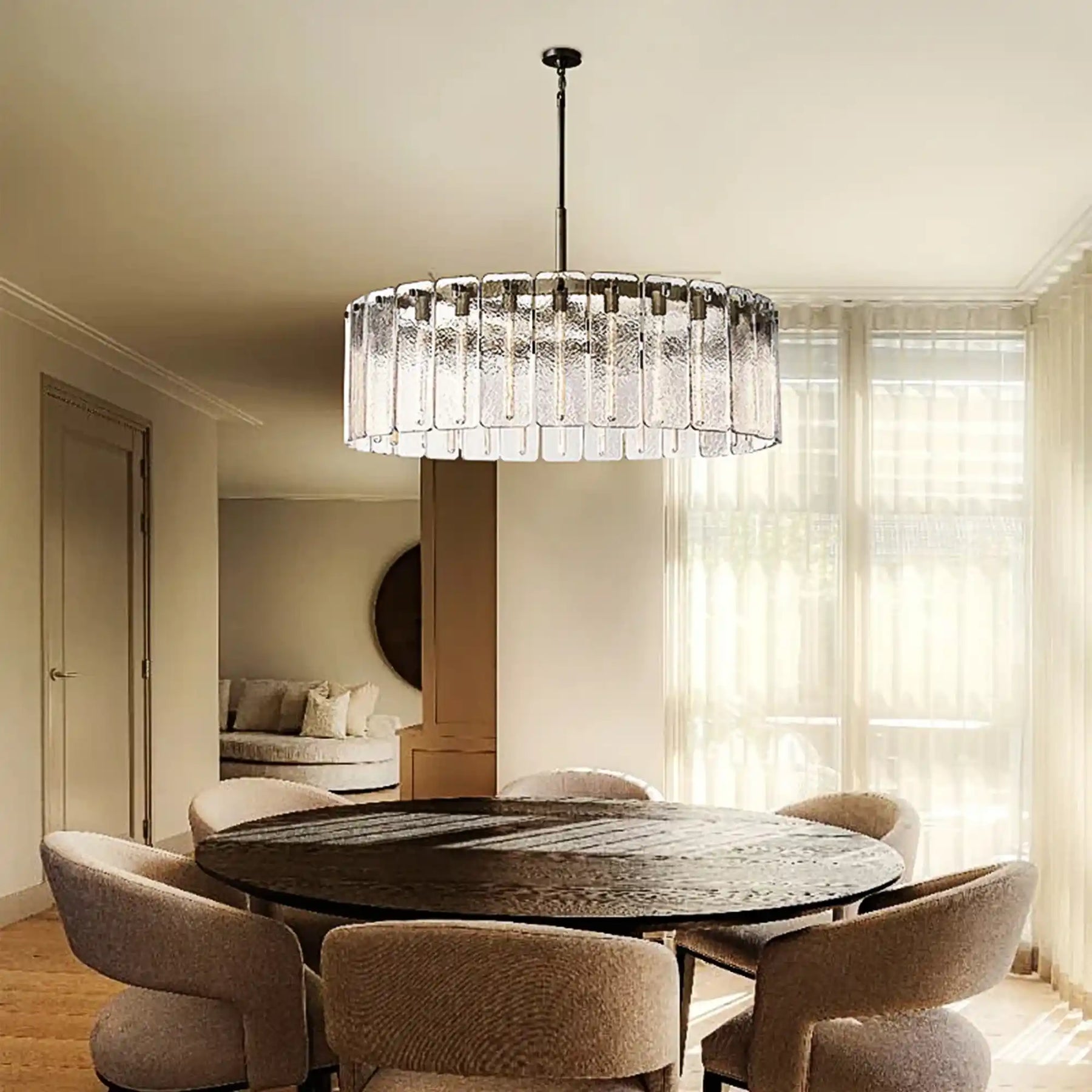Calamette Glass Round Chandelierfor Dining Room & Living Room