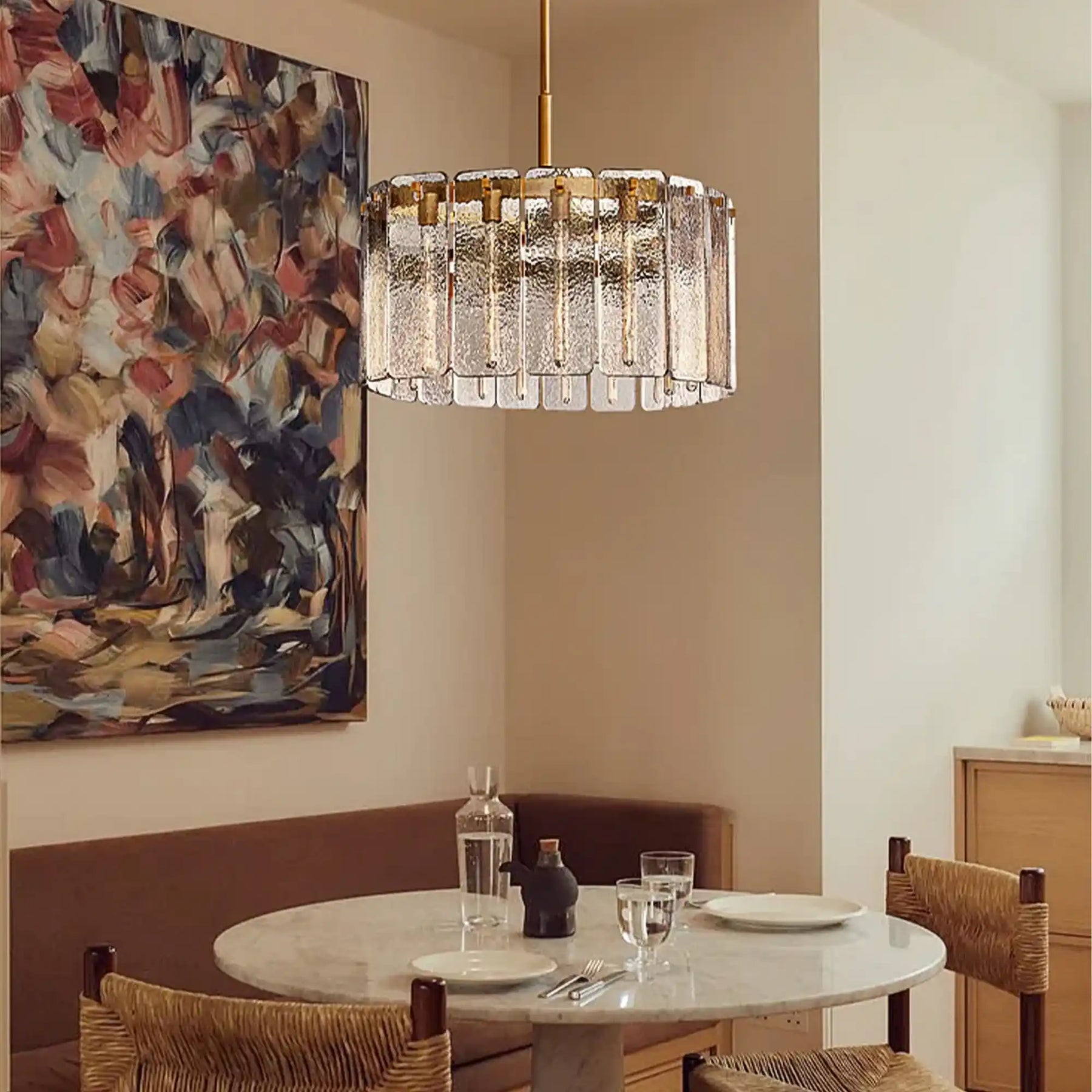 Calamette Glass Round Chandelierfor Dining Room & Living Room