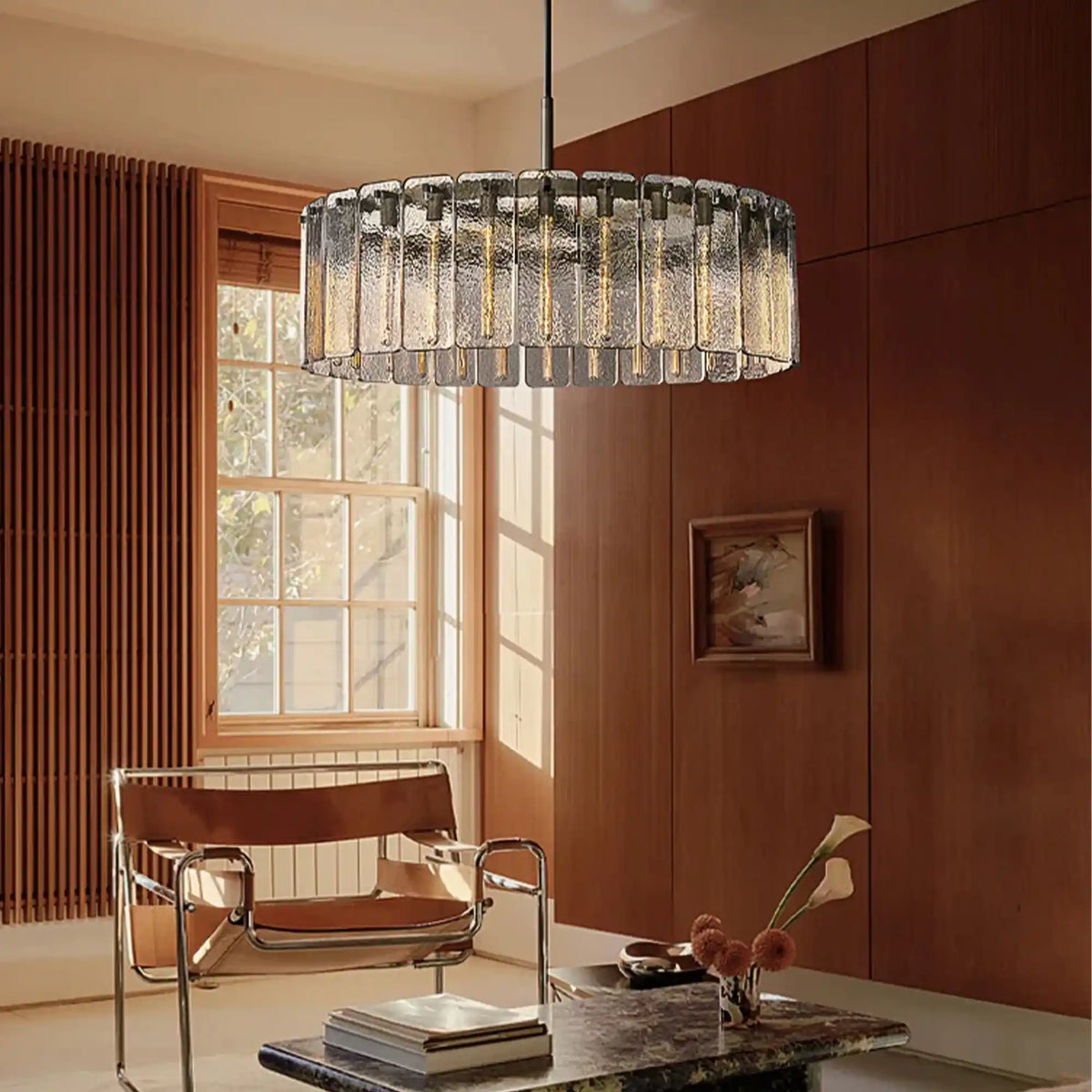 Calamette Glass Round Chandelier for Dining Room & Living Room