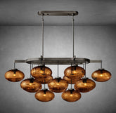 Calus Amber Glass Linear Chandelier 54"