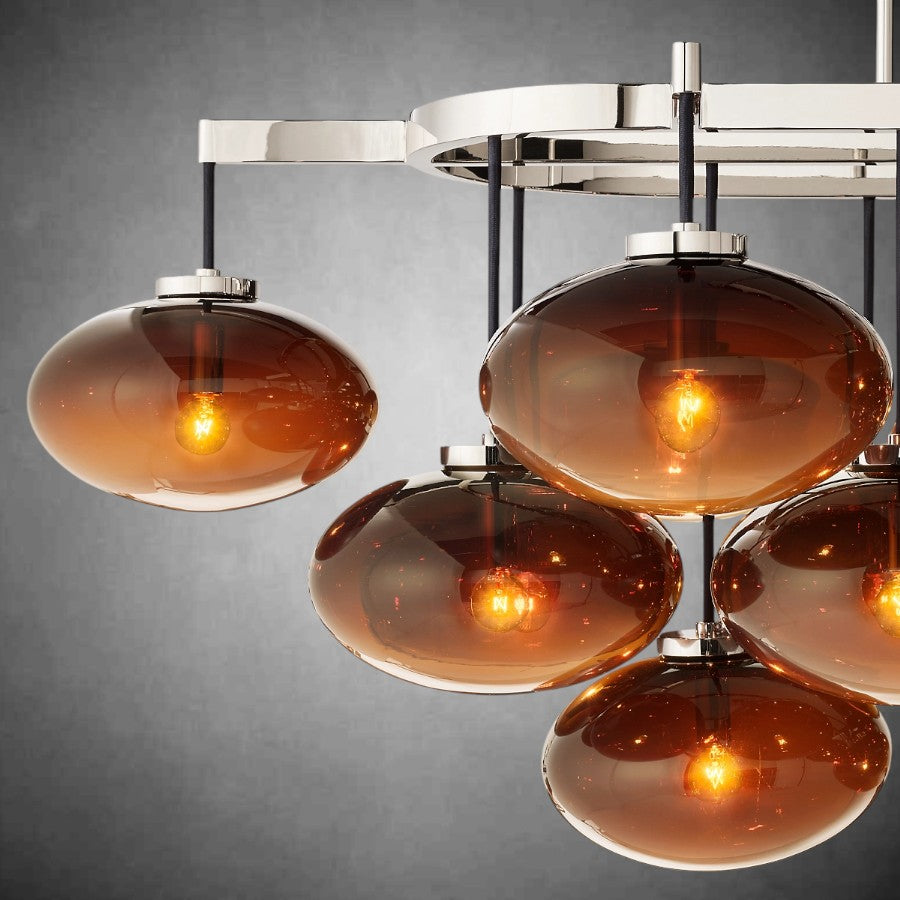 Calus Amber Glass Linear Chandelier 72"