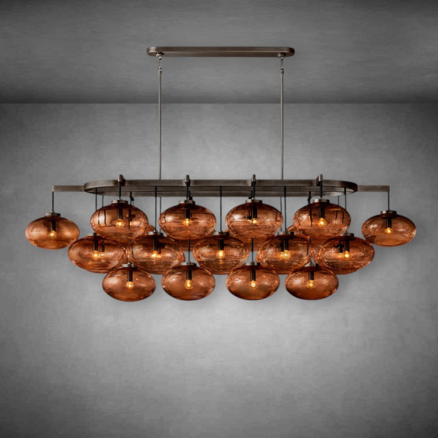 Calus Amber Glass Linear Chandelier 72"