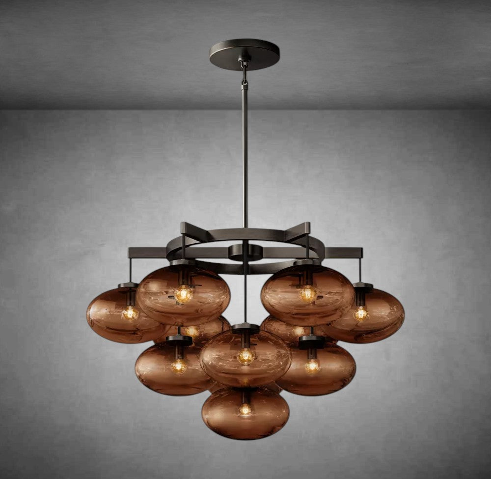 Calus Amber Glass Round Chandelier 36″