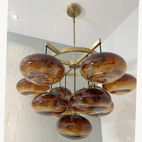 Calus Amber Glass Round Chandelier 36″