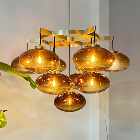Calus Amber Glass Round Chandelier 36″