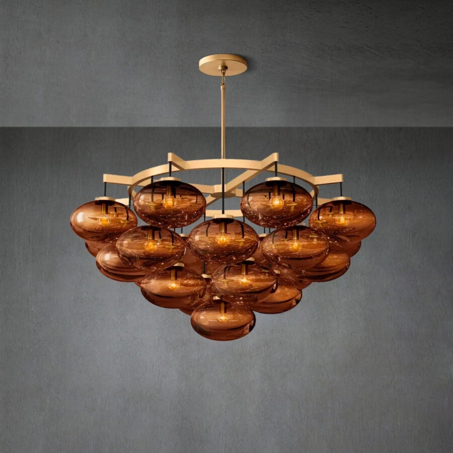 Calus Amber Glass Round Chandelier 48″