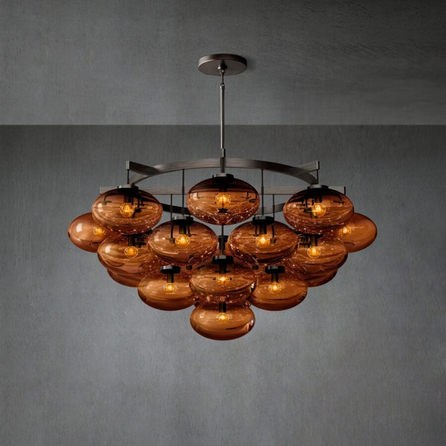 Calus Amber Glass Round Chandelier 48″
