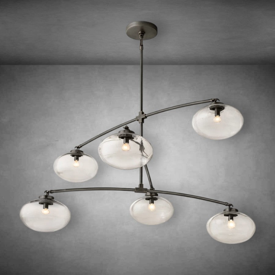 Calus Clear Glass Mobile Round Chandelier