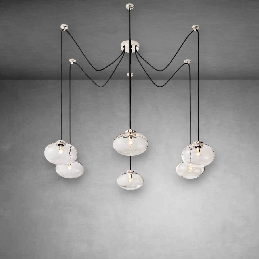 Calus Clear Glass Suspended Chandelier 84″