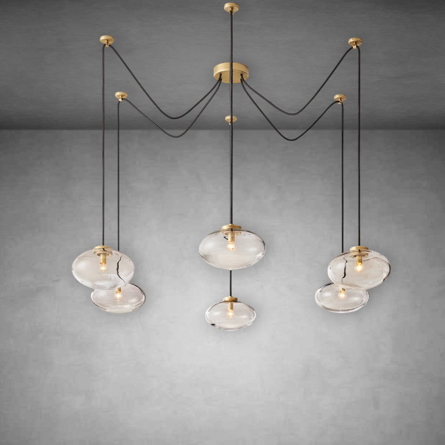 Calus Clear Glass Suspended Chandelier 84″