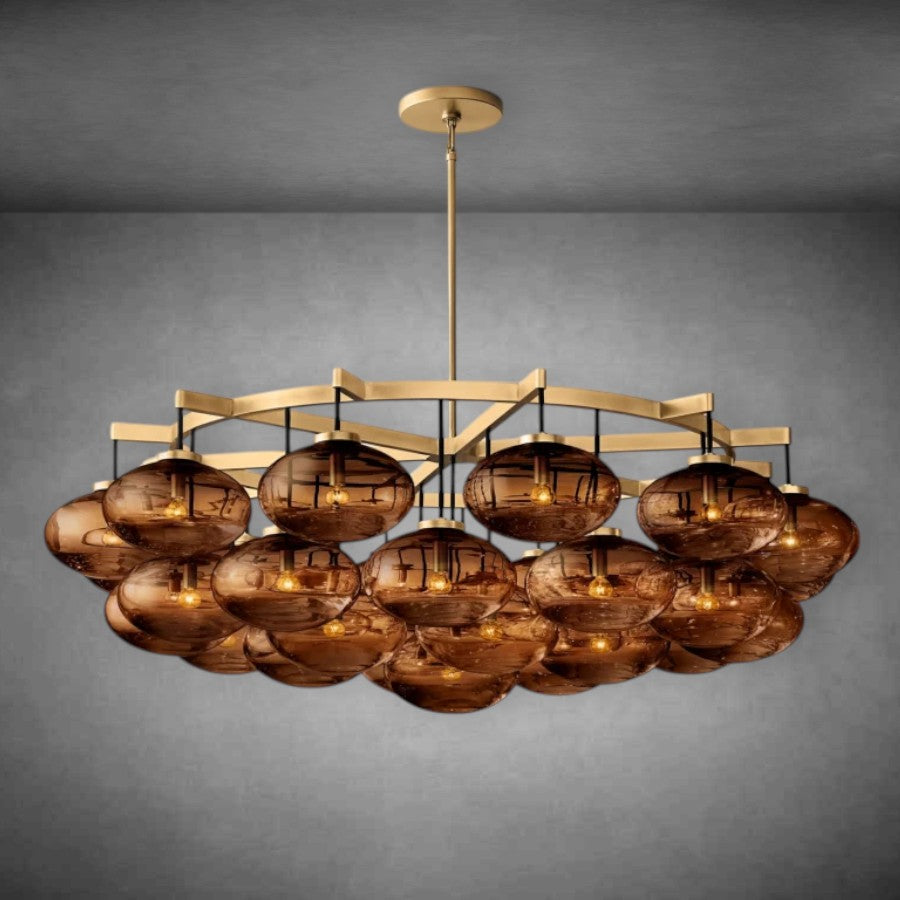 Calus Smoke Glass Round Chandelier 60"