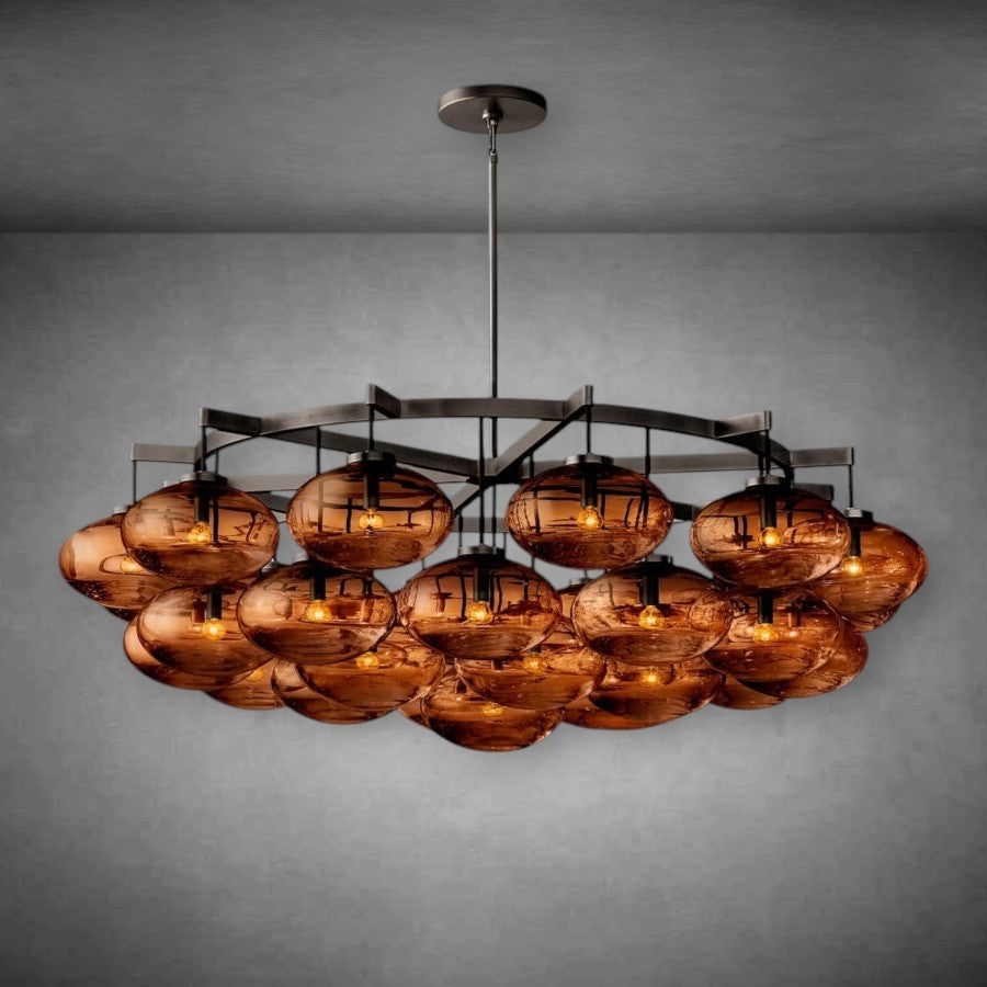 Calus Smoke Glass Round Chandelier 60"