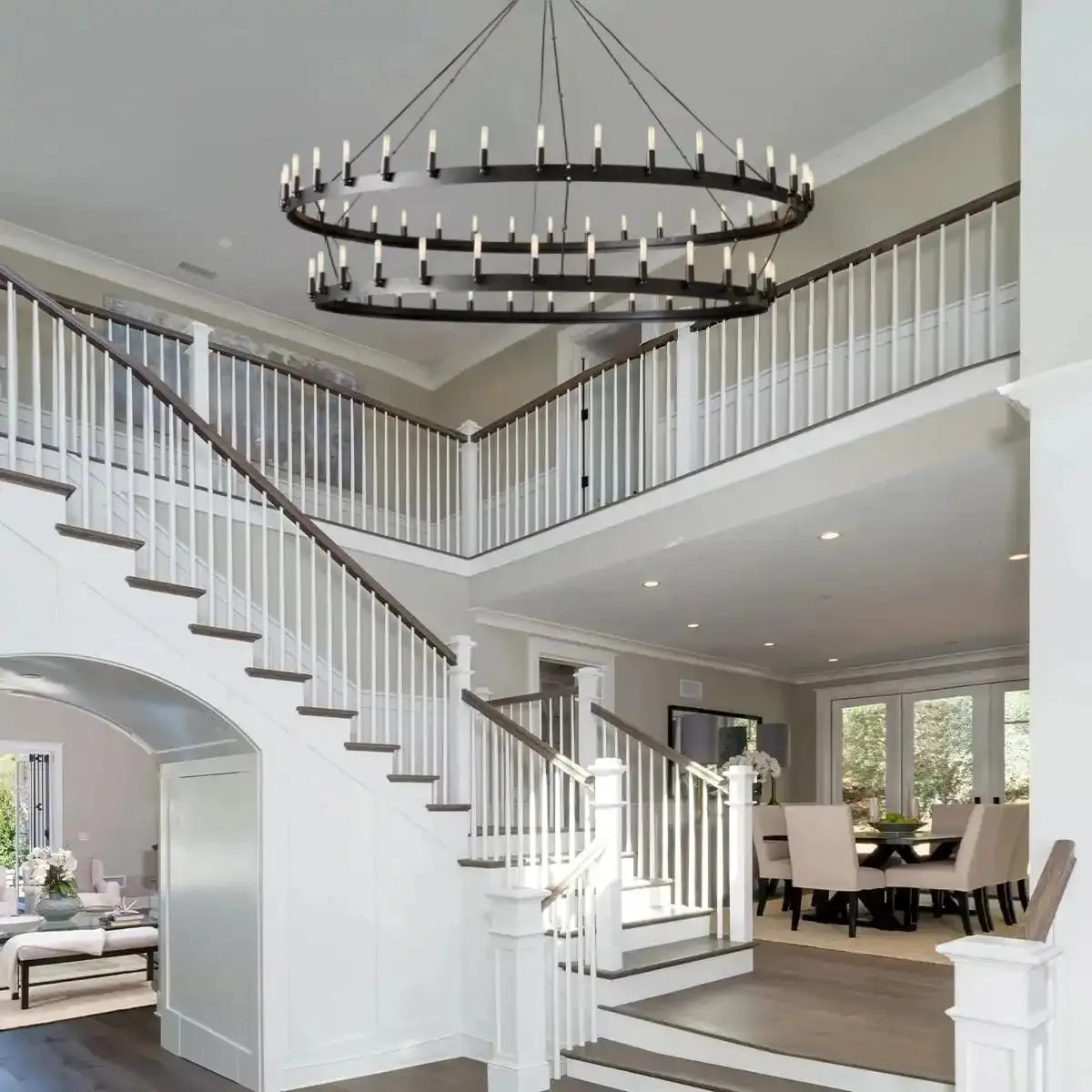 Dania Camina Vintage Candelabra Two-Tier Round Chandelier