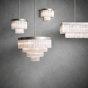 Camron Luxury Selenite 3 Tier Round Chandelier