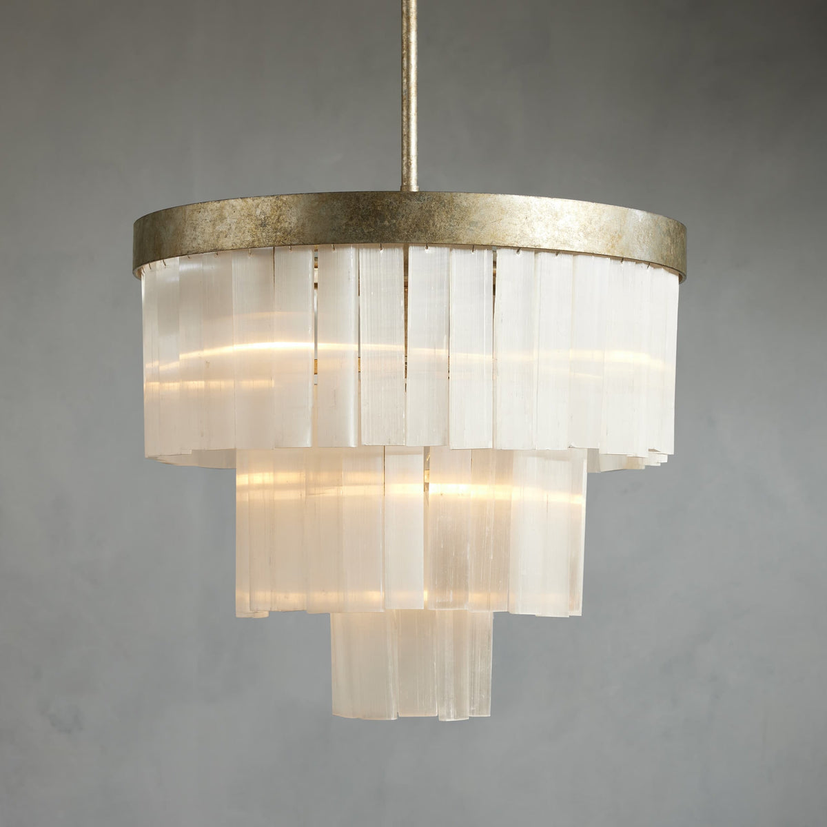 Camron Luxury Selenite 3 Tier Round Chandelier