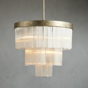Camron Luxury Selenite 3 Tier Round Chandelier