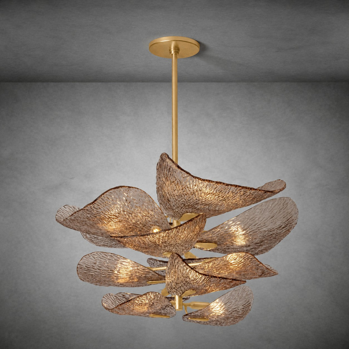 Cardiff Gold Leaf Glass Chandelier