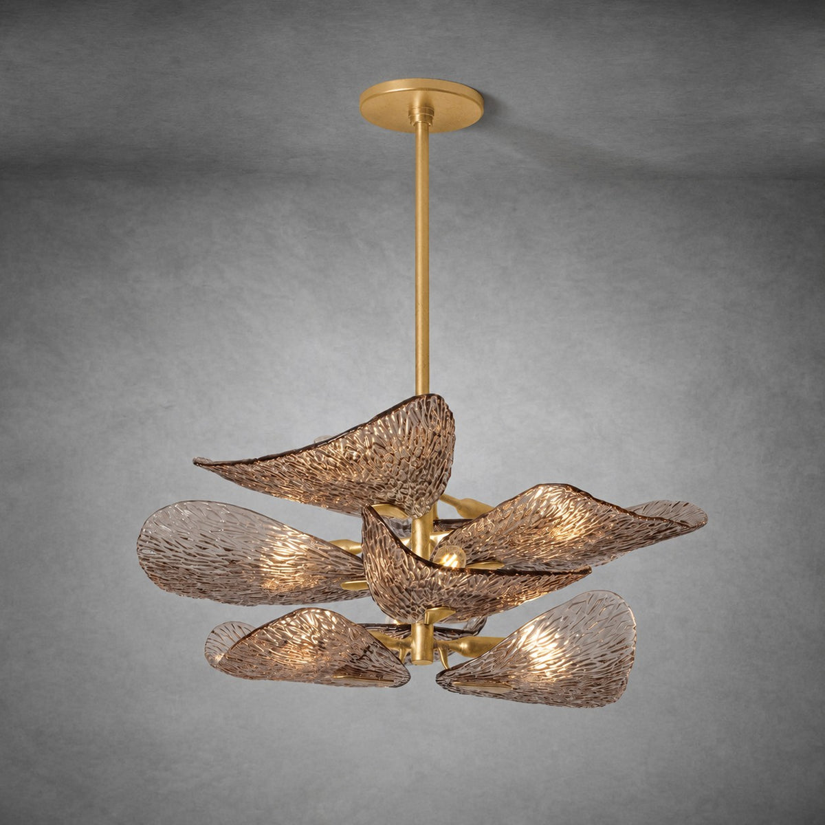 Cardiff Gold Leaf Glass Chandelier