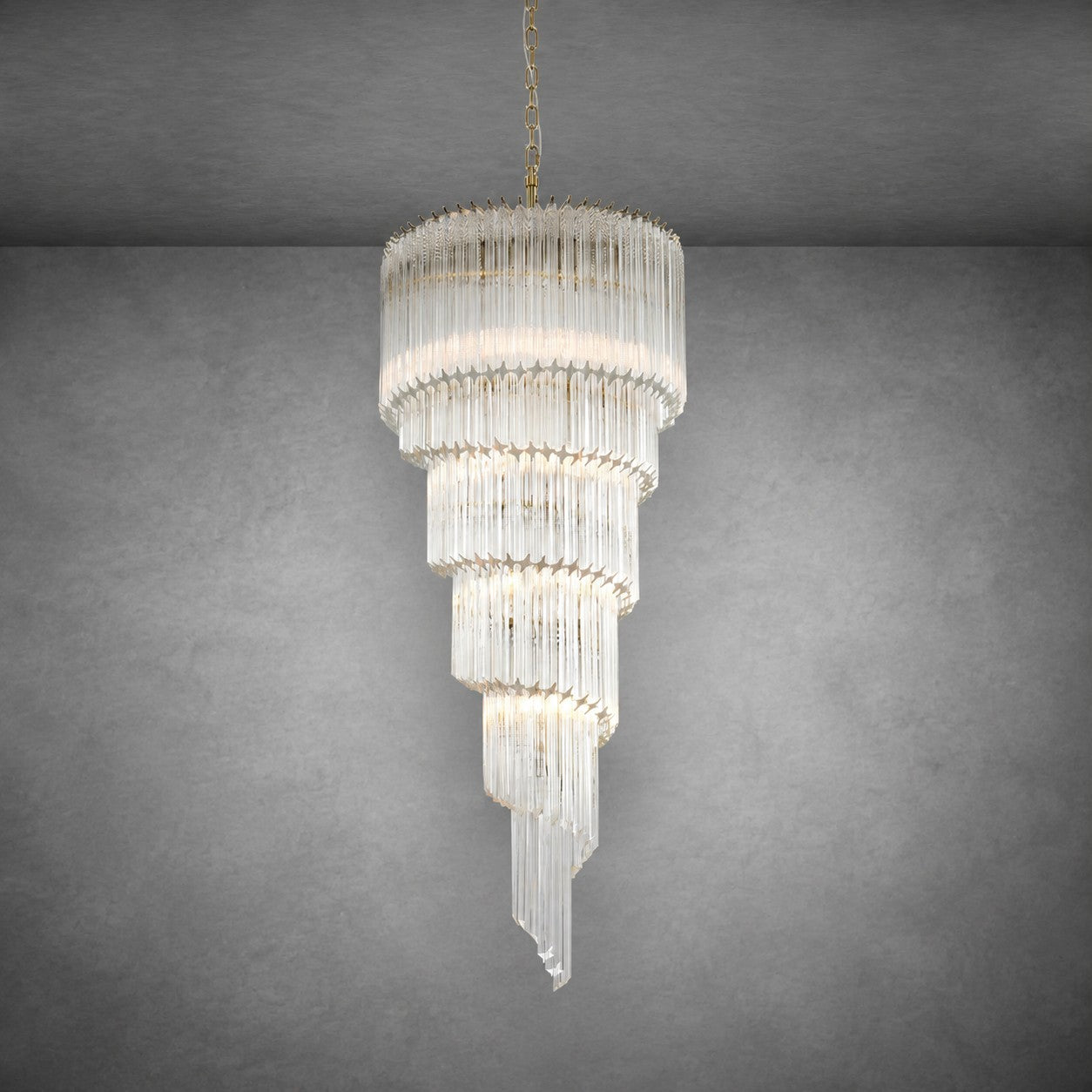 Chandelier  Cascada Spiral Clear Crystal Nickel