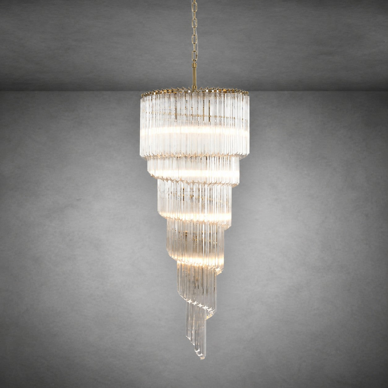 Chandelier  Cascada Spiral Clear Crystal Nickel