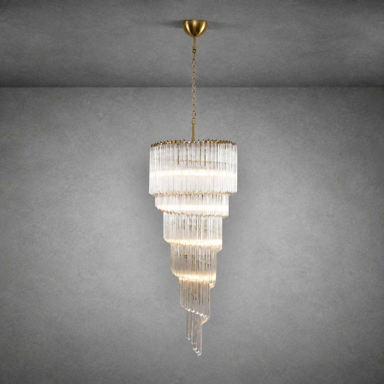 Chandelier  Cascada Spiral Clear Crystal Nickel