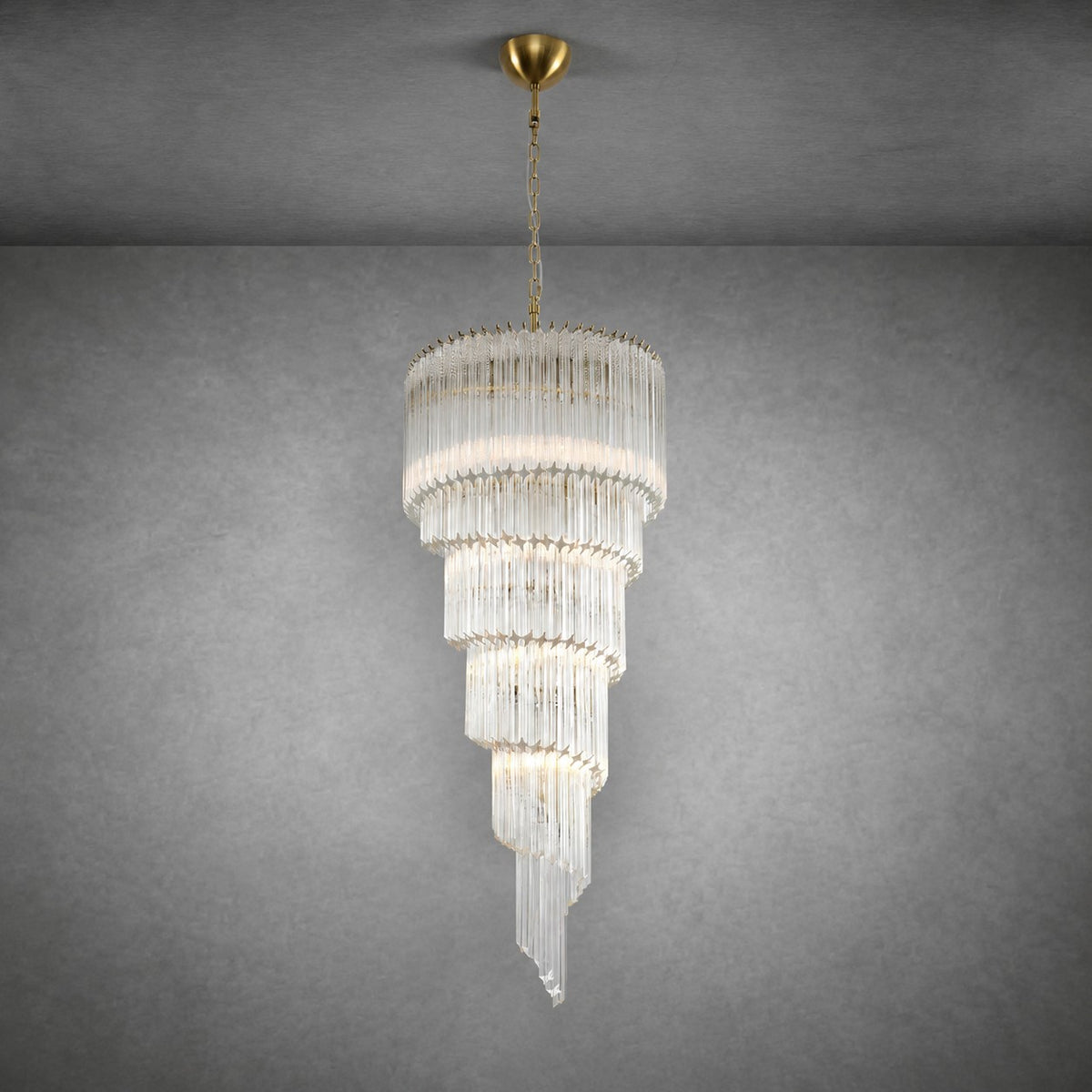 Chandelier  Cascada Spiral Clear Crystal Nickel