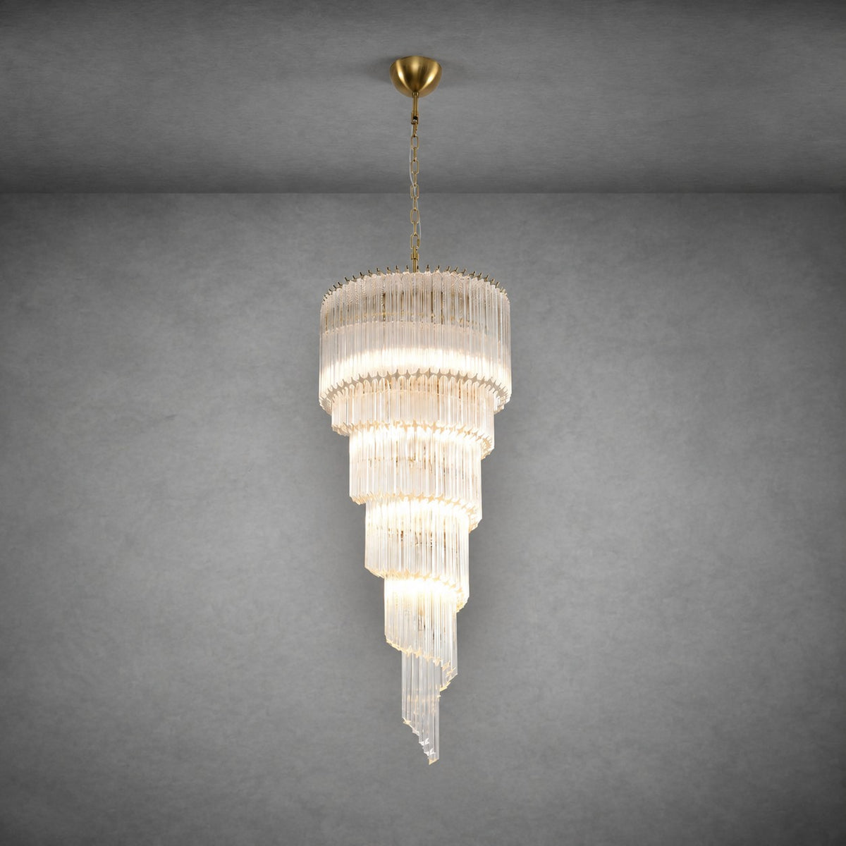 Chandelier  Cascada Spiral Clear Crystal Nickel