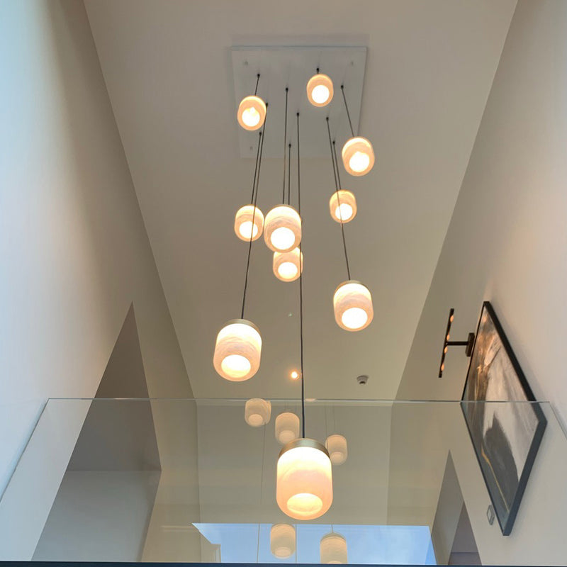 Cascade Modern Minimalist Alabaster Staircases Pendant Chandelier