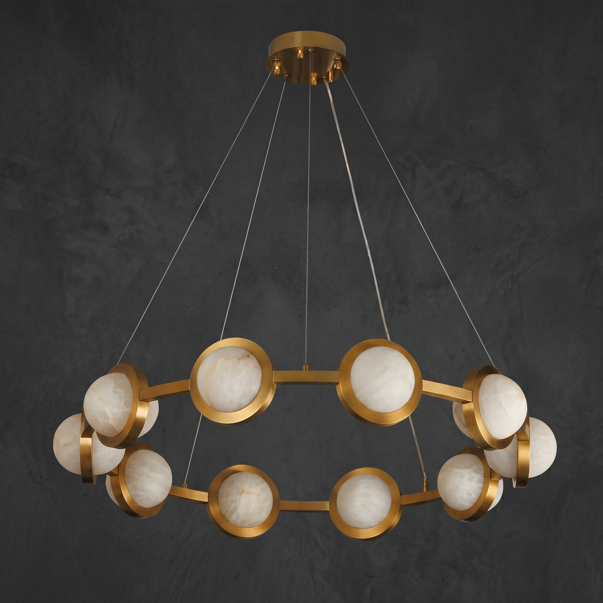 Alabaster Ring Chandelier in a dining room