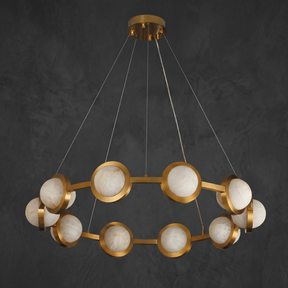 Alabaster Ring Chandelier in a dining room