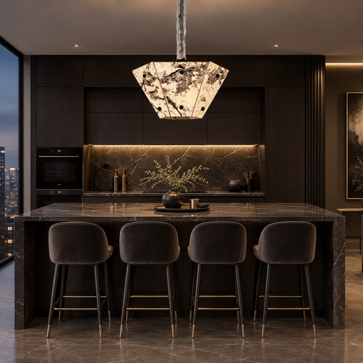 Modern Faceted Snowcrest White Luxury stone Chandelier