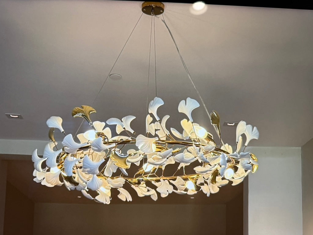 Ceramic Ginkgo Round Chandelier