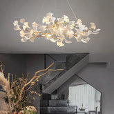 Ceramic Petal Modern Linear Branch Chandelier
