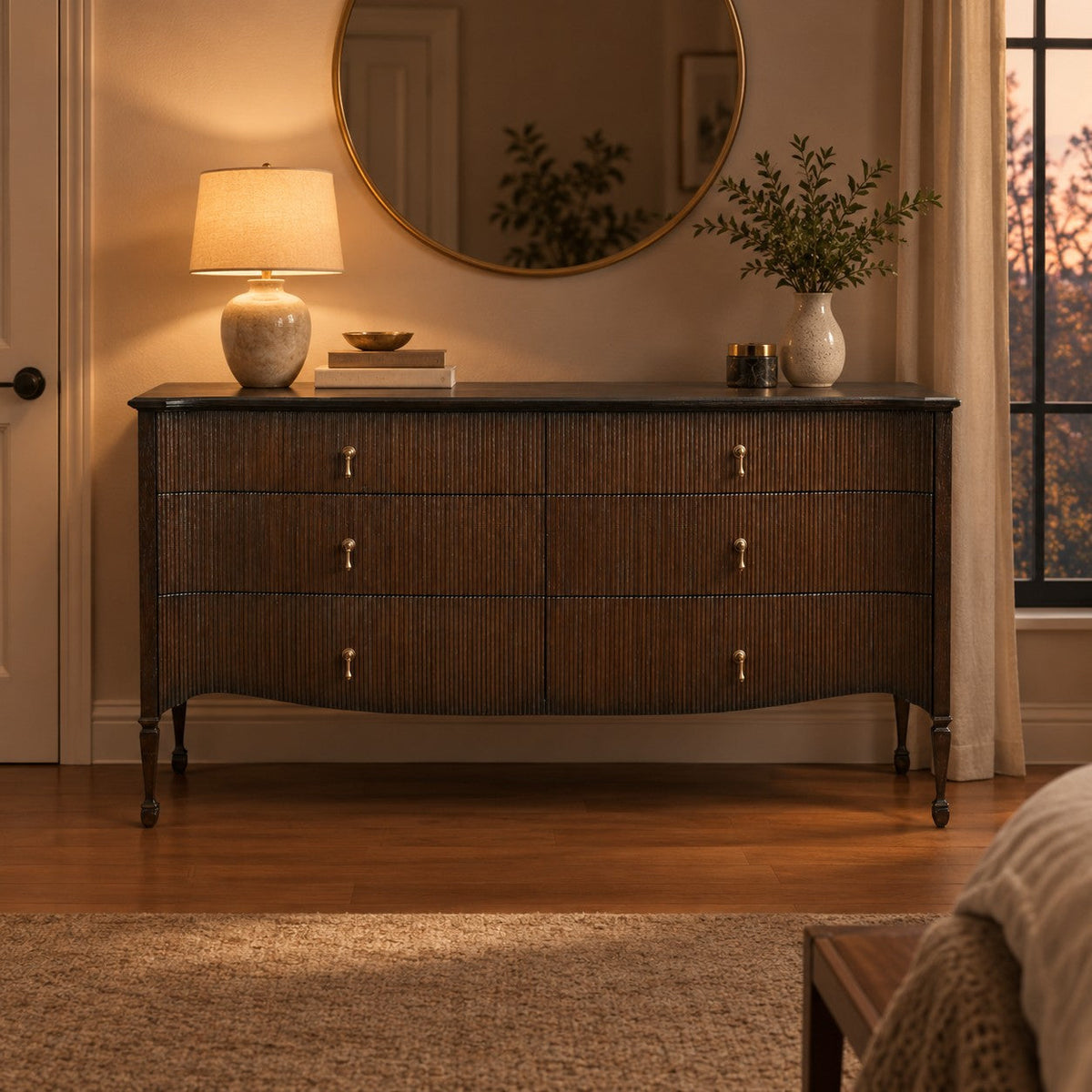Sculpted Reeded Bedroom Storage Chest