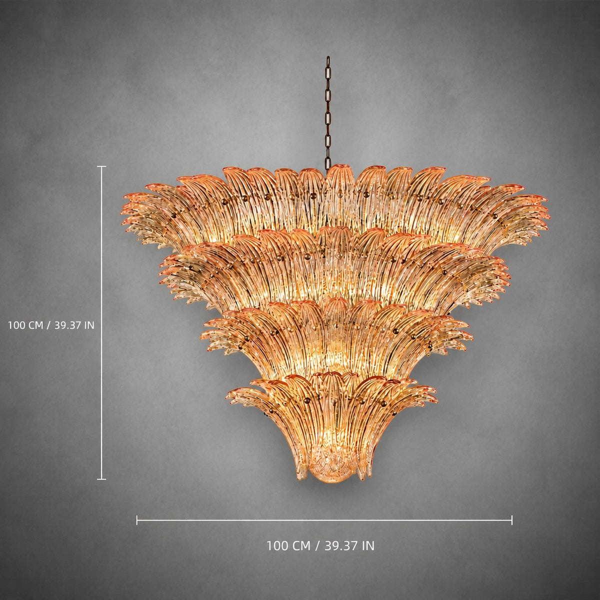 Chandelier Sculptural Floral Glass Style Floralys