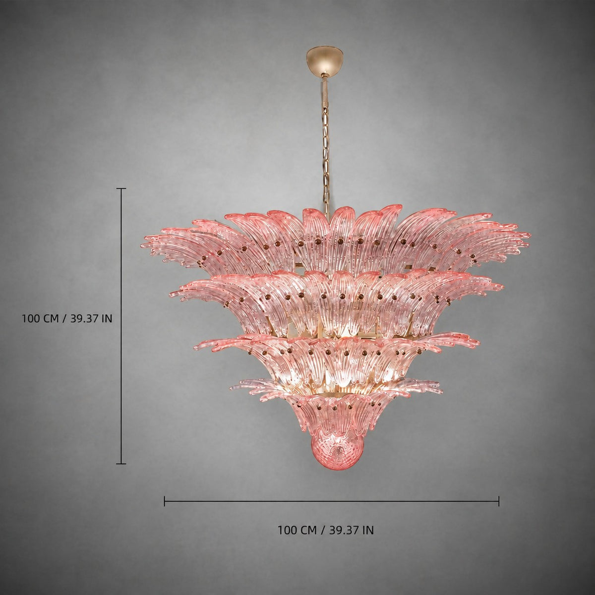 Chandelier Sculptural Floral Glass Style Floralys