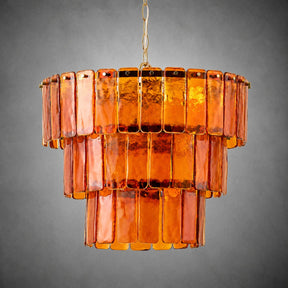 Chandelier Tiered Amber Glass