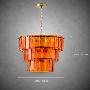 Chandelier Tiered Amber Glass