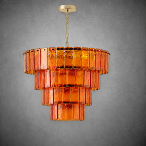 Chandelier Tiered Amber Glass